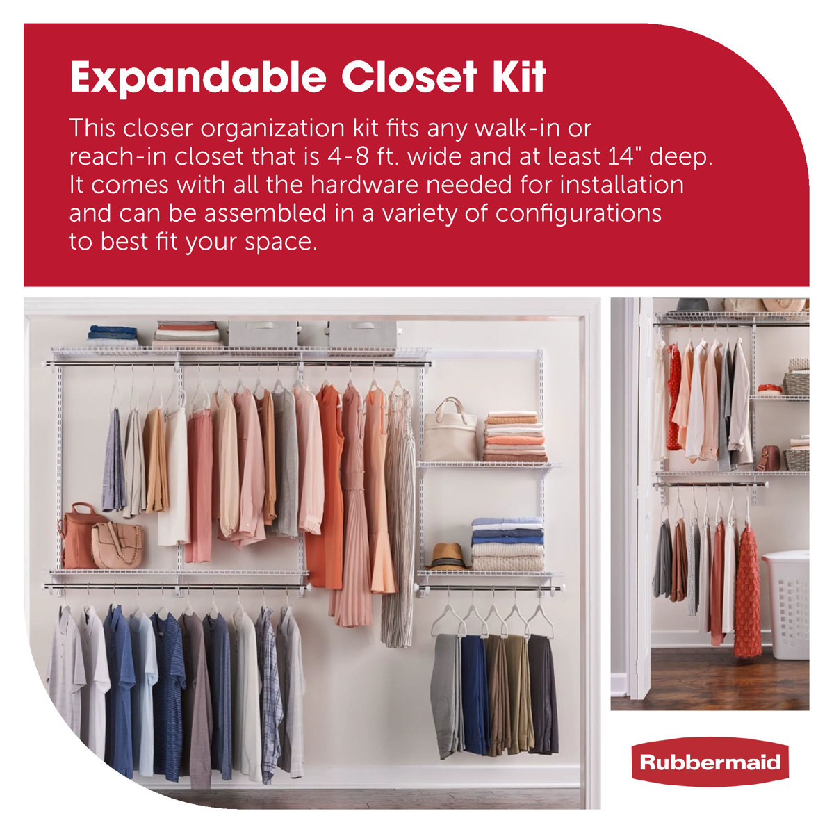 Rubbermaid Configurations 4-8 foot closet kit- White